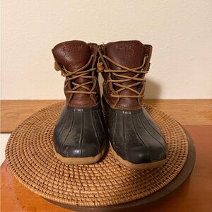 Sperry Women’s‎ Duck Top Slider Leather Brown and Black Rain Boots